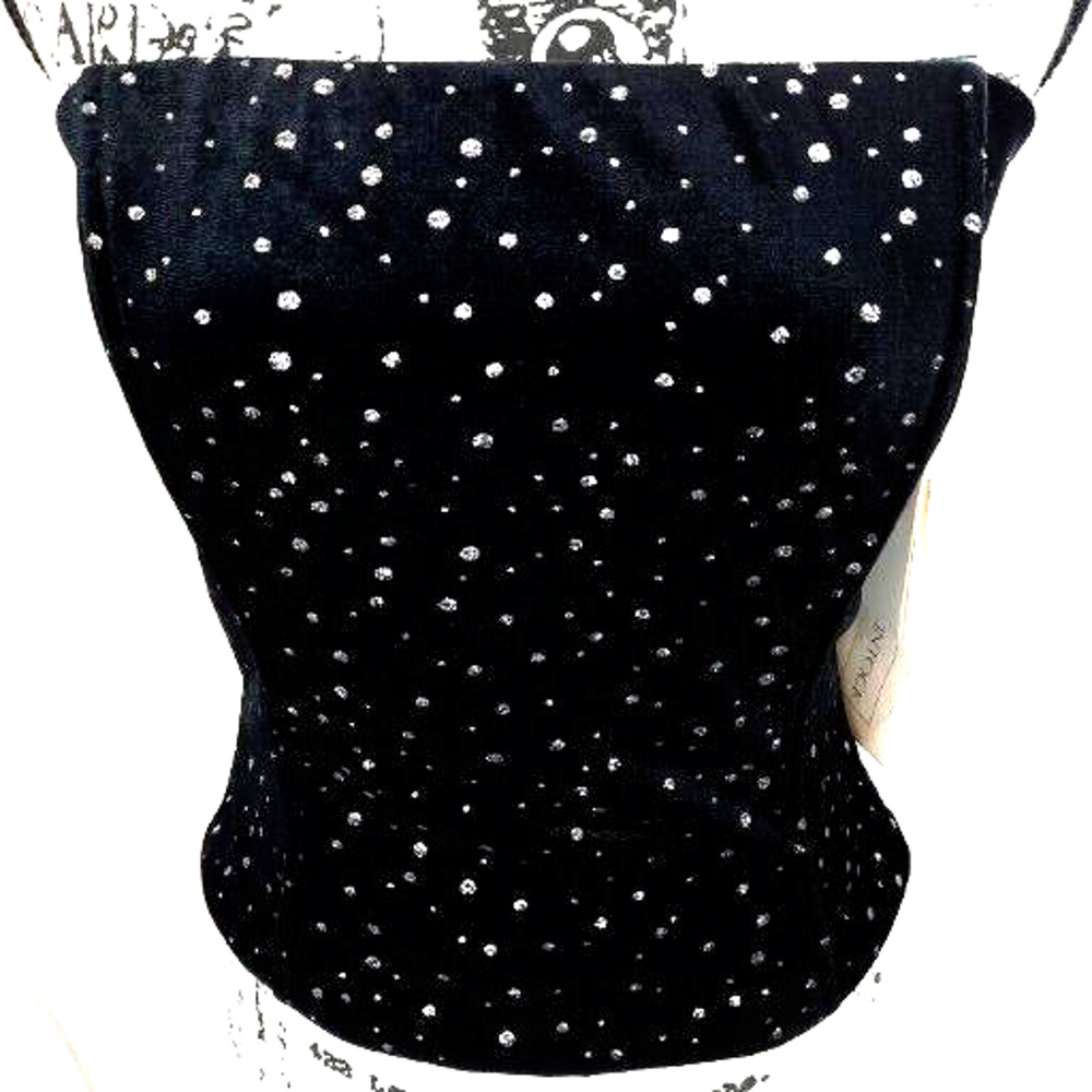 Scott McClintock Y2K Velvet Glitter Embellished Corset Top Sz L Black Dark Fairy